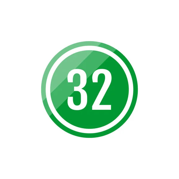 Ícone Sinal Ilustração Vetorial Redondo Verde Número — Vetor de Stock