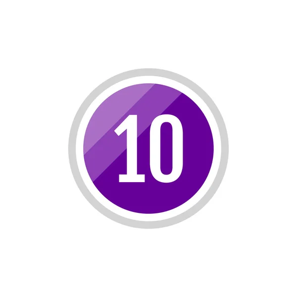Vidrio Redondo Vector Púrpura Icono Signo Ilustración Del Número — Archivo Imágenes Vectoriales