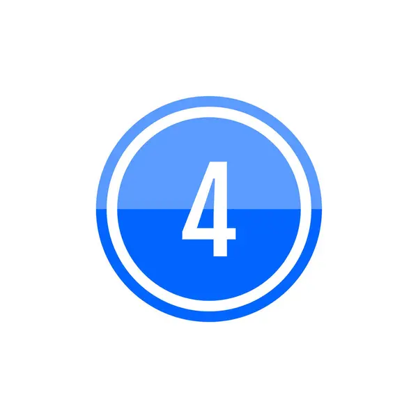 ブルーラウンドベクトルイラストサイン ナンバー4のアイコン — ストックベクタ