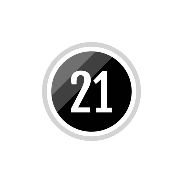 数字21的黑色圆形矢量符号图标 — 图库矢量图片