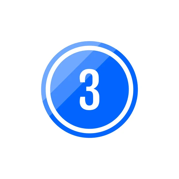 ブルーラウンドベクトルイラストサイン ナンバー3のアイコン — ストックベクタ