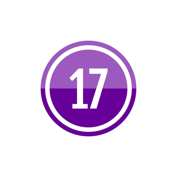 Rond Verre Violet Vecteur Illustration Signe Icône Numéro — Image vectorielle