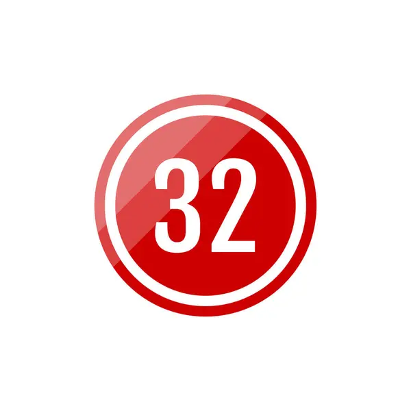 Иконка Знака Красного Вектора Круглого Стекла Цифрой — стоковый вектор