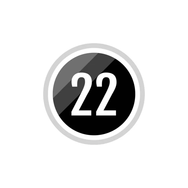 数字22的黑色圆形矢量符号图标 — 图库矢量图片