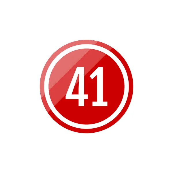 ラウンドガラス赤ベクトルのイラストサイン ナンバー41のアイコン — ストックベクタ