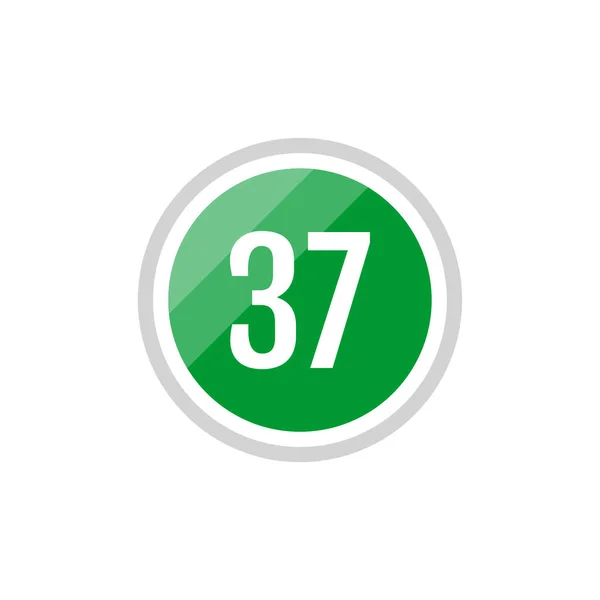 グリーンラウンドベクトルのイラストサインナンバー37 — ストックベクタ