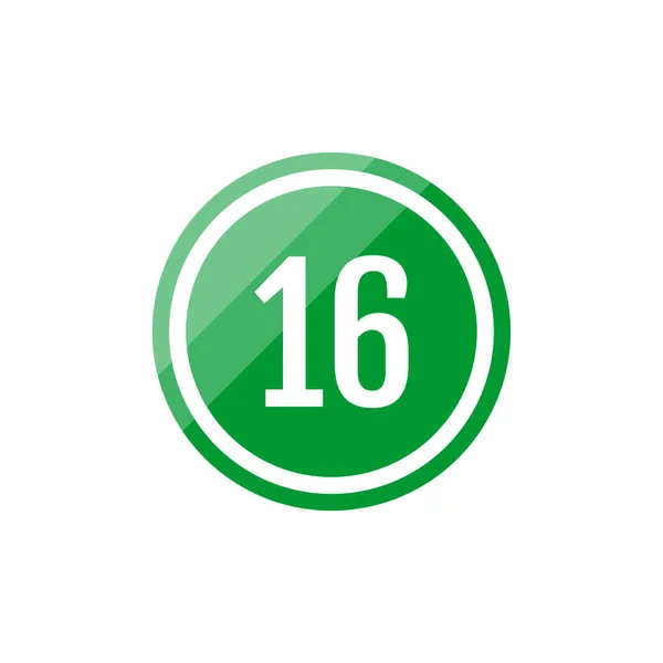 グリーンラウンドベクトルのイラストサイン 番号16のアイコン — ストックベクタ