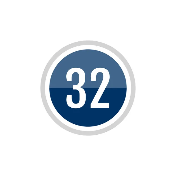 ラウンドガラス海軍ベクターイラストサイン ナンバー32のアイコン — ストックベクタ
