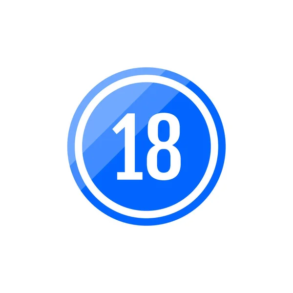 18의 파란색 라운드 일러스트레이션 아이콘 — 스톡 벡터
