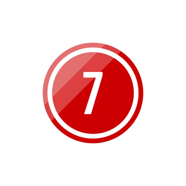 ラウンドガラス赤ベクターイラストサイン ナンバー7のアイコン — ストックベクタ