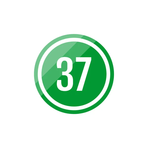 グリーンラウンドベクトルのイラストサインナンバー37 — ストックベクタ