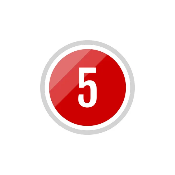 Rundes Glas Roter Vektor Illustration Zeichen Symbol Der Zahl — Stockvektor