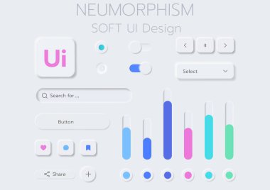 3D Neumorphic Soft UI Design. 3D Bottons.