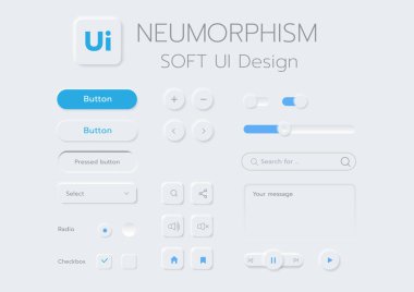 3D Neumorphic Soft UI Design. 3D Bottons.