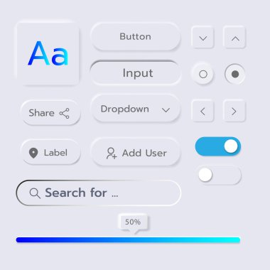 3D Neumorphic Soft UI Design. 3D Bottons.