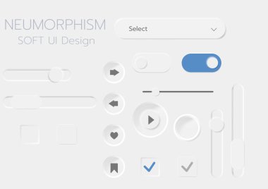 3D Neumorphic Soft UI Design. 3D Bottons.