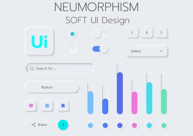3D Neumorphic Soft UI Design. 3D Bottons.