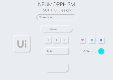 3D Neumorphic Soft UI Design. 3D Bottons.