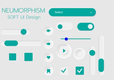3D Neumorphic Soft UI Design. 3D Bottons.