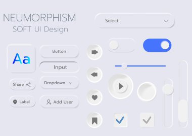 3D Neumorphic Soft UI Design. 3D Bottons.