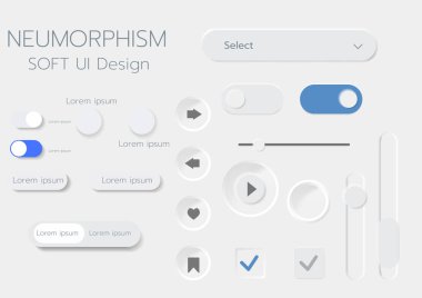 3D Neumorphic Soft UI Design. 3D Bottons.