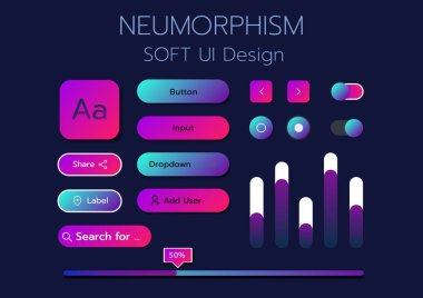 3D Neumorphic Soft UI Design. 3D Bottons.
