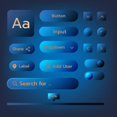 3D Neumorphic Soft UI Design. 3D Bottons.