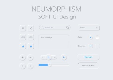 3D Neumorphic Soft UI Design. 3D Bottons.
