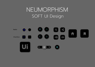 3D Neumorphic Soft UI Design. 3D Bottons.