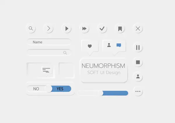 3D Neumorphic Soft UI Design. 3D Bottons.