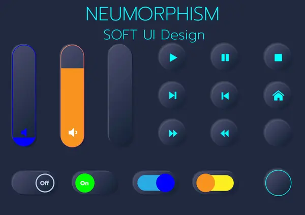 3D Neumorphic Soft UI Design. 3D Bottons.