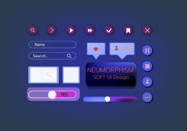 3D Neumorphic Soft UI Design. 3D Bottons.