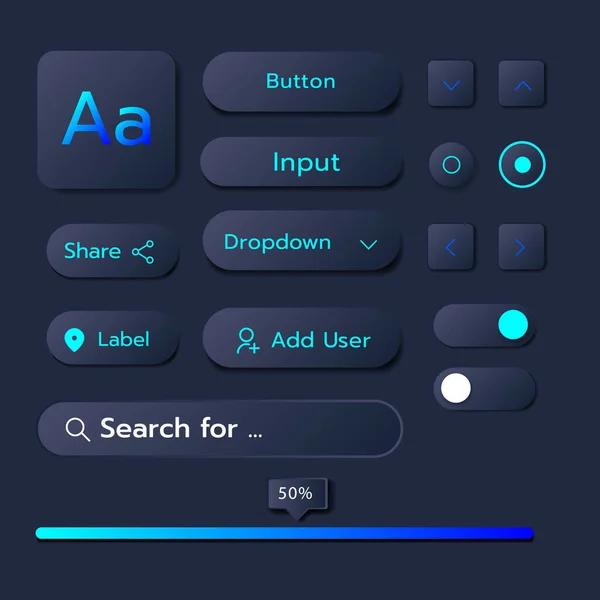 3D Neumorphic Soft UI Design. 3D Bottons.