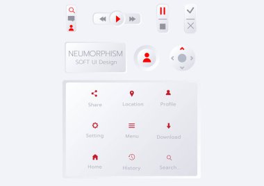 3D Neumorphic Soft UI Design. 3D Bottons.