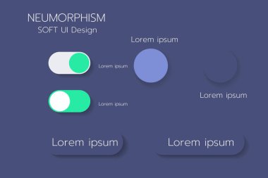 3D Neumorphic Soft UI Design. 3D Bottons.