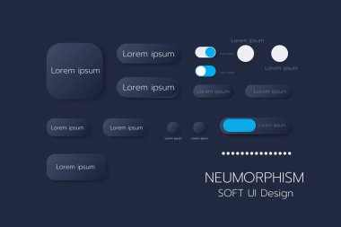 3D Neumorphic Soft UI Design. 3D Bottons.