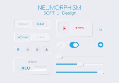3D Neumorfik Yumuşak UI Tanımlama 3D Bottonlar.