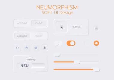 3D Neumorfik Yumuşak UI Tanımlama 3D Bottonlar.