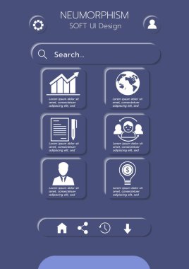 3D Neumorfik Yumuşak UI Tanımlama 3D Bottonlar.