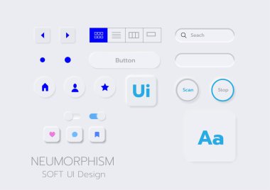 3D Neumorphic Soft UI Design. 3D Bottons.
