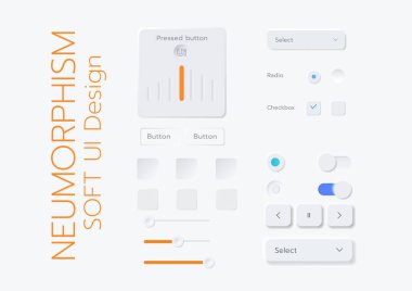 3D Neumorphic Soft UI Design. 3D Bottons.