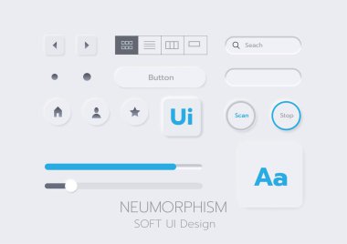 3D Neumorphic Soft UI Design. 3D Bottons.