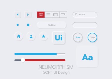 3D Neumorphic Soft UI Design. 3D Bottons.