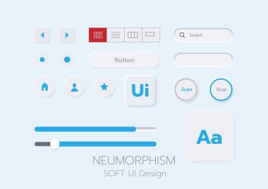 3D Neumorphic Soft UI Design. 3D Bottons.