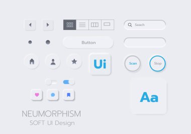 3D Neumorphic Soft UI Design. 3D Bottons.