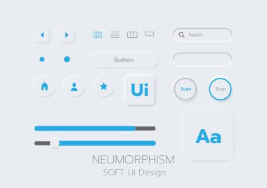 3D Neumorphic Soft UI Design. 3D Bottons.