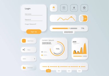 3D Neumorphic Soft UI Design. 3D Bottons.