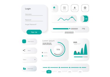 3D Neumorphic Soft UI Design. 3D Bottons.
