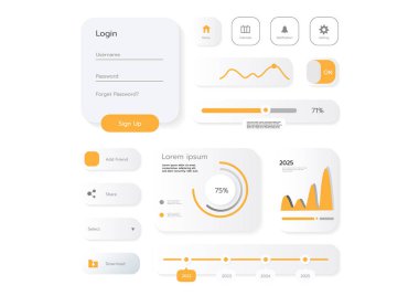 3D Neumorphic Soft UI Design. 3D Bottons.