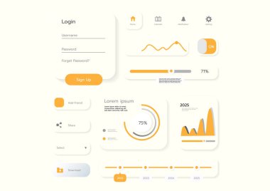 3D Neumorphic Soft UI Design. 3D Bottons.